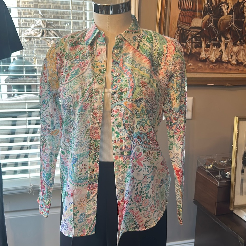 Talbots Sz SP 100% Cotton Lightweight Ladies Button Down Shirt NWT